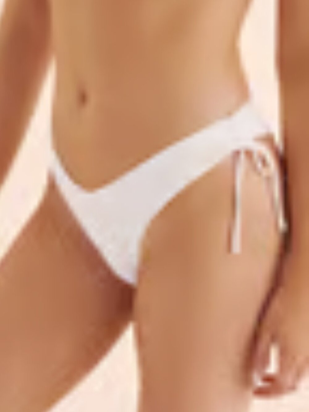 BNWT TROPIK Playa Ribbed Low Rise Thong Bikini Bottom, White, Large